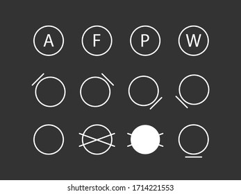 Laundry symbols, dry cleaning symbols. Vector illustration, flat design.