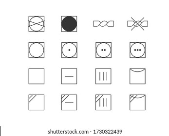 Laundry symbols, drying symbols. Vector illustration, flat design.