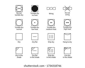 Laundry Symbols Drying Symbols Vector Illustration Stock Vector ...