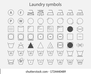 Laundry symbols icon set. Vector illustration, flat design.