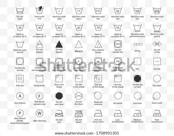 Laundry Symbols Icon Set Vector Illustration Stock Vector (Royalty Free ...