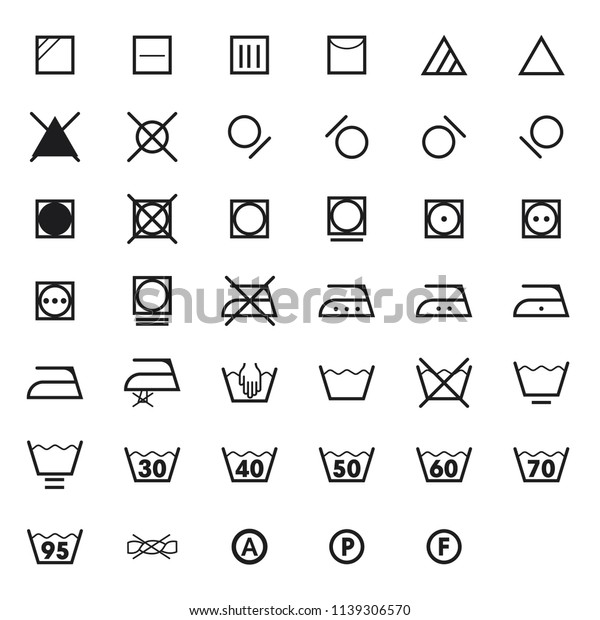 Laundry Symbols Icon Set Washing Symbols Stock Vector (Royalty Free ...