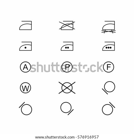 Laundry symbols and icons set 3 of 3 . Vector design isolated on white background.