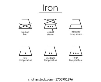 Laundry symbols, ironing icons. Vector illustration, flat design.