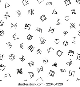 Laundry symbols isolated on white background seamless pattern