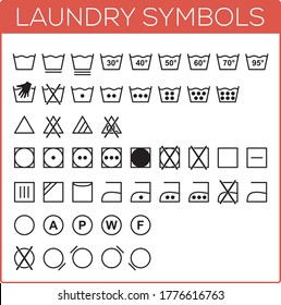 Laundry symbols set. Vector illustration of washing machine symbols.