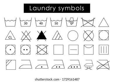Set Washing Symbols Laundry Icons Isolated Stock Vector (Royalty Free ...