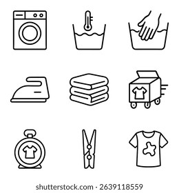 Laundry symbols show clothing care. Icon symbol illustration
