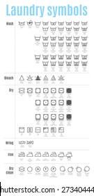 Laundry symbols. Table information and icons for the proper care of things. Easily Editable vector illustration on white background.