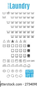 Laundry symbols. Table information and icons for the proper care of things. Easily Editable vector illustration on white background.