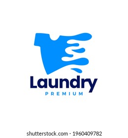 laundry tee water splash t shirt logo vector icon illustration