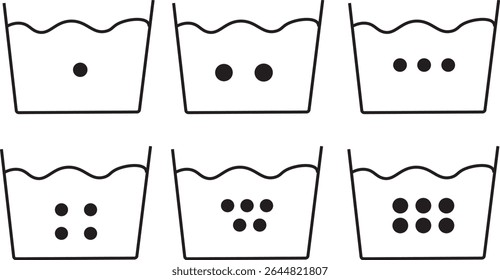 Laundry temperature symbols,degree water temperature. Laundry symbols, Washing clothing 20, to 90, degree celsius,Vector flat graphic design,
