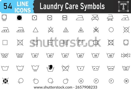 Laundry textile care instruction, textile washing and ironing signs. Machine, hand wash signs, temperature and ironing. Textile cleaning symbol set. Illustration of laundry label, instruction iron