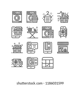 Laundry, Thin line icons set for mobile app and web application. Pixel Perfect. 