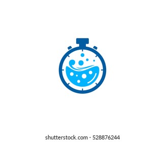 Laundry Time Logo Design Template