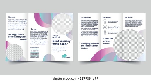 Laundry trifold brochure template. A clean, modern, and high-quality design tri fold brochure vector design. Editable and customize template brochure 