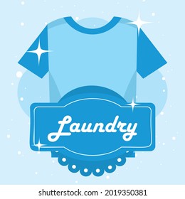 Laundry tshirt on blue background