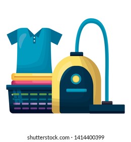 laundry vacuum spring cleaning tools vector illustration