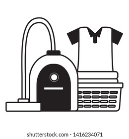 laundry vacuum spring cleaning tools vector illustration