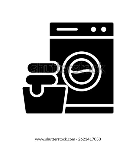 Laundry Vector for Cleaning Services and Hotel Amenities. Clothing icon illustration. Room service laundry concept. Glyph Icon