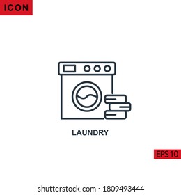 Laundry vector icon on white background. Illustration line icon for graphic, print media interfaces and web design.
