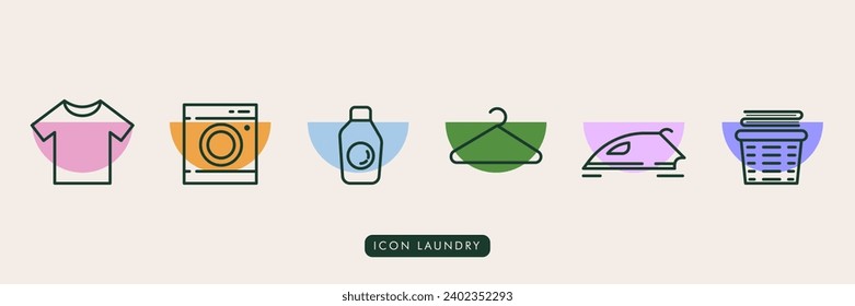 Juego de iconos de vector de lavado . Estilo colorido. Minimalista. Diseño de ilustración.