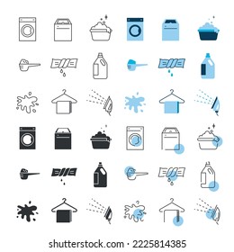 laundry vector icon set washing service machine and clothes icon