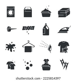 laundry vector icon set washing service machine and clothes icon