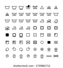 Laundry vector icons full collection set. Laundry symbols.