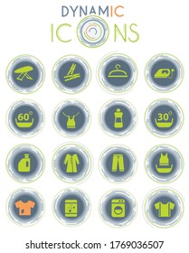 laundry vector icons on white background with dynamic lines for animation for web and user interface design