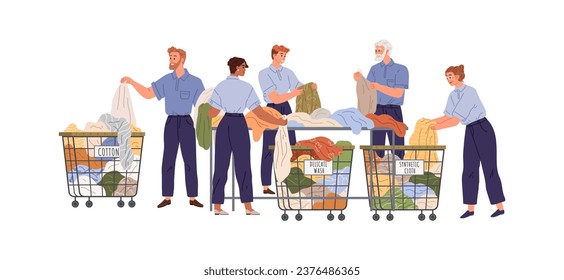 Laundry. Vector illustration. Domestic laundry involves washing, drying, and folding clothes The laundry metaphor represents personal transformation Cleaning products enhance laundry experience