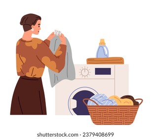 Laundry. Vector illustration. The laundry service provides convenience for busy individuals Dirty clothes be transformed through washing The washer is domestic appliance used for laundry The laundry