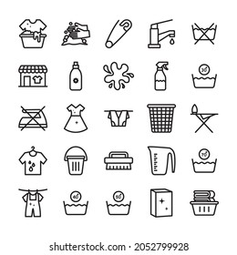 Laundry vector line icon set