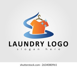 lavanderia vetor logotipo design conceito roupas limpas para a empresa