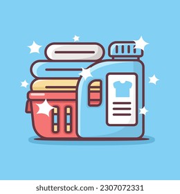 laundry vector with outline style. icon, stickers. 