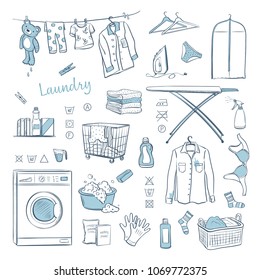 Laundry. Vector sketches collection on a white background