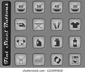 laundry vector web icons on the flat steel buttons