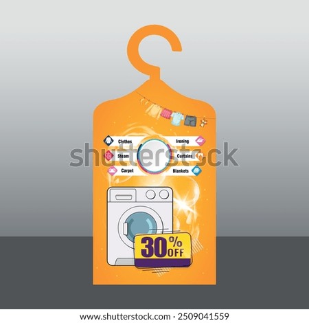 Laundry vintage Flayer design orang color with washing machine vector