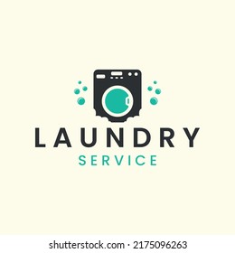 laundry vintage logo icon template design. soap, clothesline, water, bubble, vector illustration