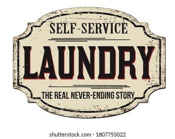 Laundry vintage rusty metal sign on a white background, vector illustration