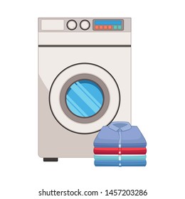 laundry wash and cleaning folded clothes and washing machine icon cartoon vector illustration graphic design