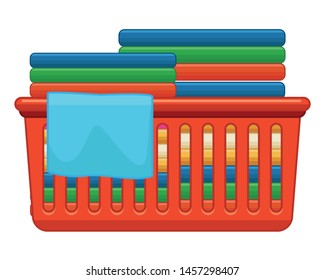 laundry wash and cleaning folded clothes in a cleanlines basket icon cartoon vector illustration graphic design
