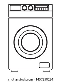 laundry wash and cleaning washing machine icon cartoon in black and white vector illustration graphic design