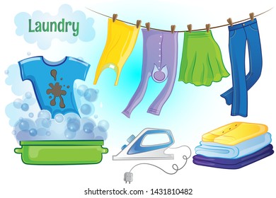 Laundry Wash and Dry Vector Illustration