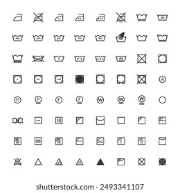 Laundry wash icons set editable stroke. Vector