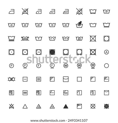 Laundry wash icons set editable stroke. Vector