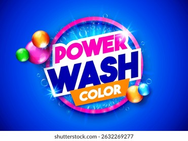 Laundry Wash Label. Color Package Print Design