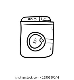 laundry wash machine cartoon vector