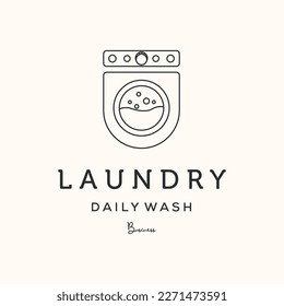 laundry wash machine line art logo vector minimalist illustration design, twist laundry and clean logo design