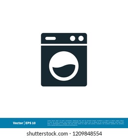 laundry wash macine icon vector logo template
